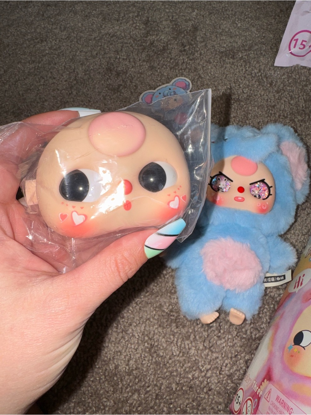 Baby Three Big Cute Plush Pendant Blind Box Condirmed Special 3D Eyes! - Picture 8 of 9